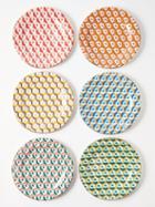 La Doublej - Set Of Six Cubi-print Porcelain Dessert Plates - Womens - Multi