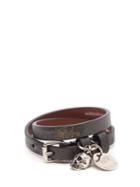 Matchesfashion.com Alexander Mcqueen - Skull Charm Double Wrap Leather Bracelet - Mens - Khaki