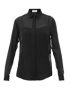 Saint Laurent - Semi-sheer Silk-chiffon Blouse - Womens - Black