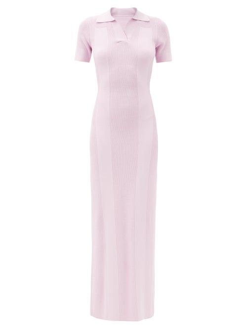 Matchesfashion.com Jacquemus - Cutout-back Knitted Polo Dress - Womens - Light Pink