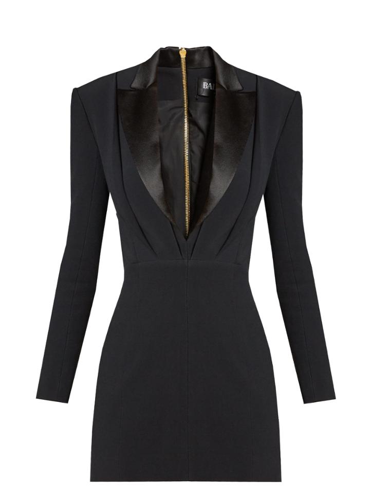 Balmain Satin-lapel Mini Tuxedo Dress