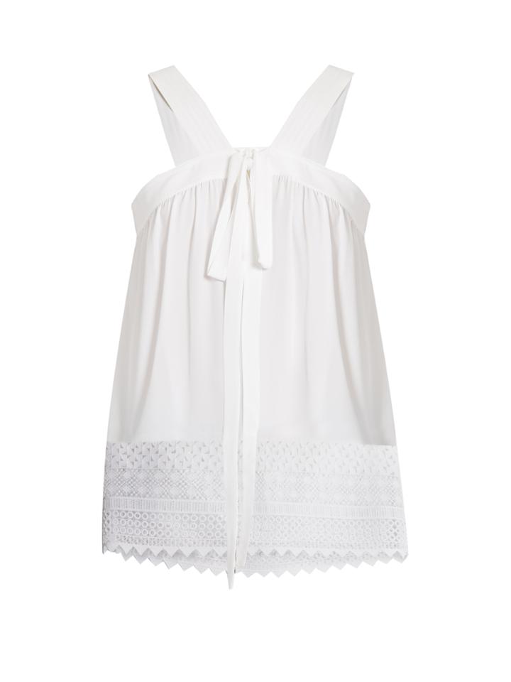 No. 21 Geometric-lace Hem Georgette Top