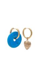 Matchesfashion.com Timeless Pearly - Mismatched Stone & Gold Vermeil Earrings - Womens - Blue