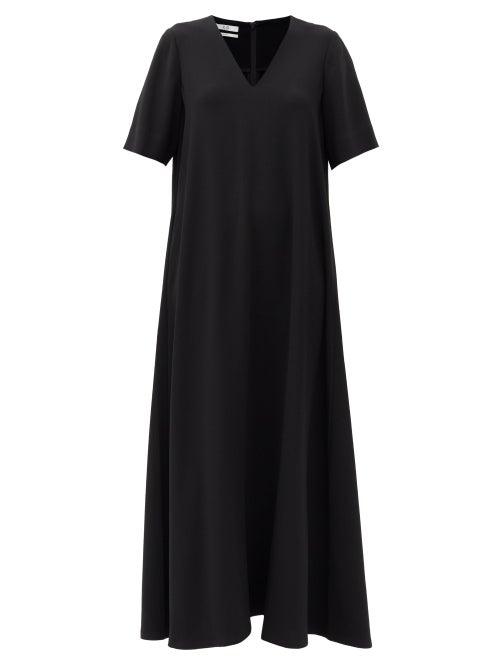 Matchesfashion.com Co - V-neck Flared Crepe Maxi Dress - Womens - Black