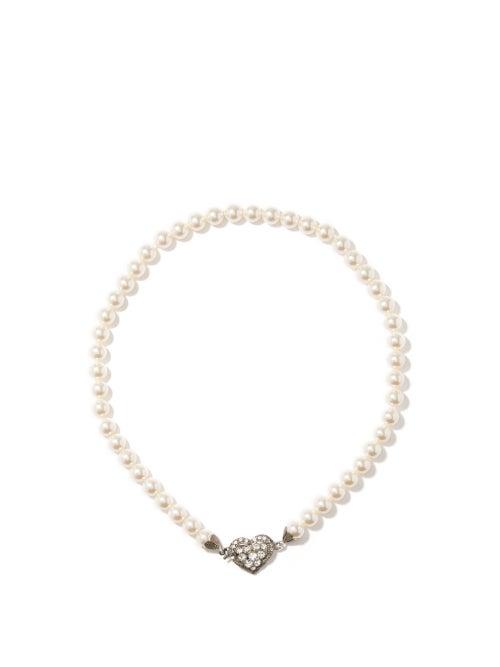 Alessandra Rich - Crystal-embellished Faux-pearl Necklace - Womens - Pearl