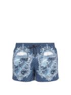 Dolce & Gabbana Sicilian Majolica And Polka-dot Print Swim Shorts