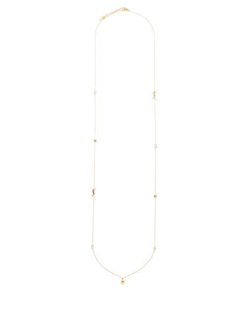 Saint Laurent - Ysl Crystal Necklace - Womens - Gold