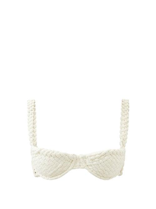 Isa Boulder - Fullweave Woven Underwired Bikini Top - Womens - Cream