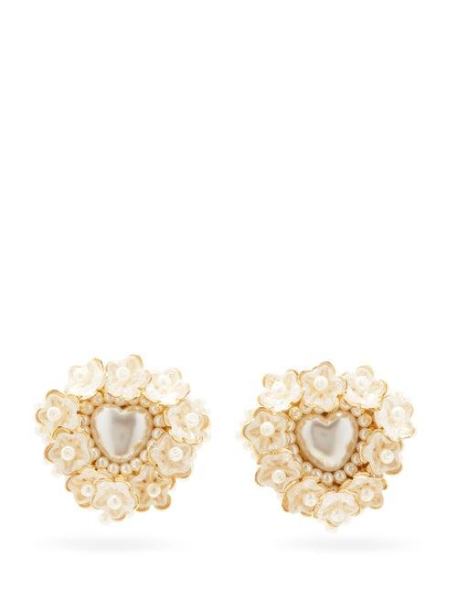 Matchesfashion.com Shrimps - Heidi Faux-pearl Clip Earrings - Womens - Pearl