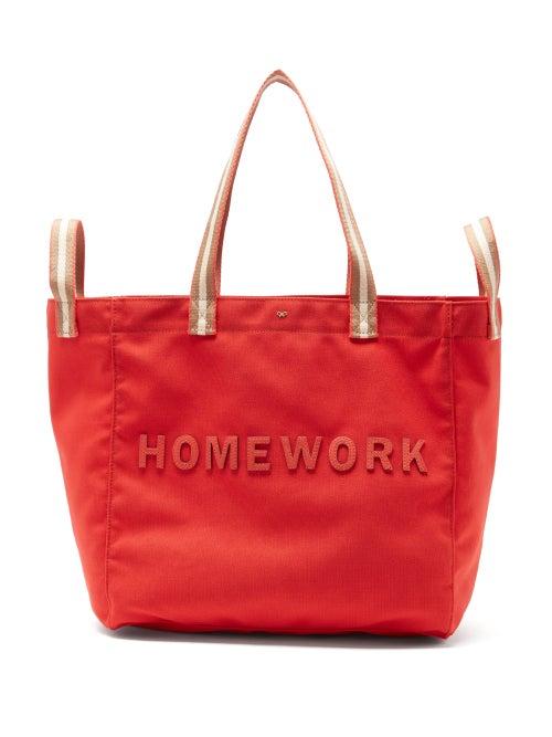 Matchesfashion.com Anya Hindmarch - Household Homework Recycled-canvas Tote Bag - Womens - Red