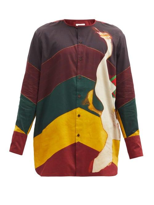 Matchesfashion.com Wales Bonner - Frank Swan And Stripe-print Cotton Shirt - Mens - Multi