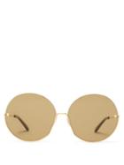 Matchesfashion.com Moy Atelier - Sense Of Sonder Round Gold Plated Sunglasses - Womens - Green