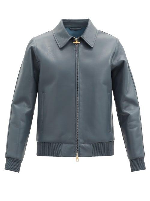 Matchesfashion.com Dunhill - Bonded Leather Jacket - Mens - Grey