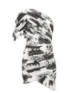 Matchesfashion.com Alexandre Vauthier - Puff-shoulder Asymmetric Floral-print Mini Dress - Womens - White Black