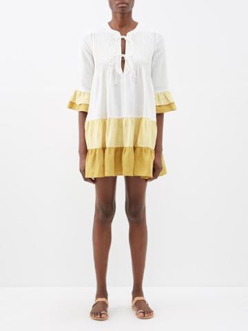 Casa Raki - Nina Tiered Organic-linen Mini Dress - Womens - Multi