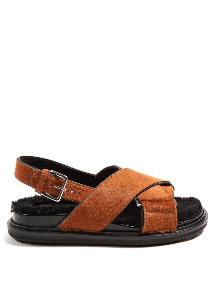 Marni Cross-strap Calf-hair Sandals