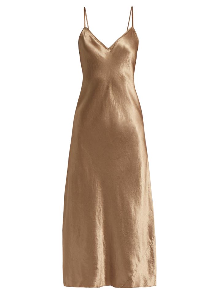 Vince Sleeveless Satin Midi Dress