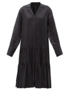 Matchesfashion.com Joseph - Dan Tiered Ramie-voile Shirt Dress - Womens - Black