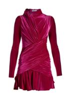 Matchesfashion.com Balenciaga - Draped Velvet Mini Dress - Womens - Dark Pink