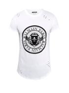 Balmain Circular Logo-print Distressed Cotton T-shirt