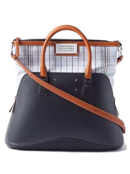 Maison Margiela - 5ac Rubber And Checked Cotton-canvas Bag - Womens - Black
