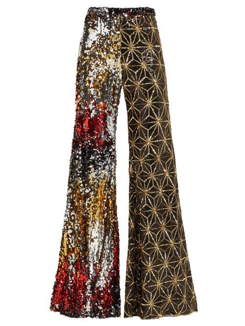 Matchesfashion.com Halpern - Sequinned Flared Trousers - Womens - Gold Multi