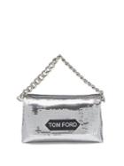 Tom Ford - Sequinned Satin Clutch Bag - Womens - Silver