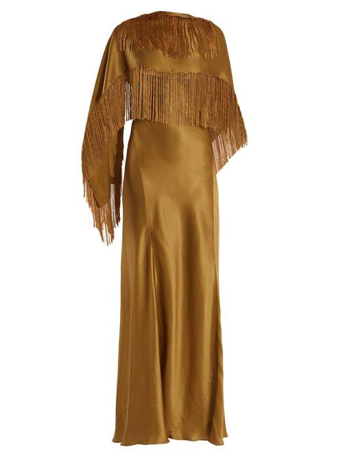 Matchesfashion.com Gabriela Hearst - Marlene V Neck Silk Wrap Dress - Womens - Gold