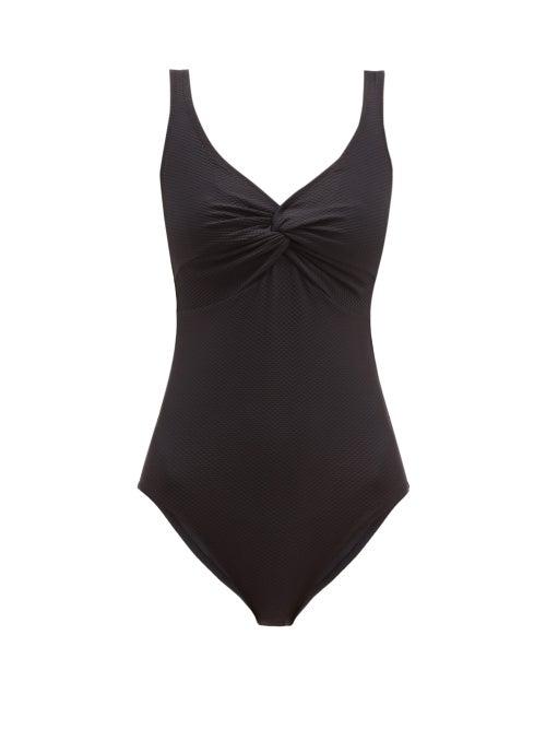 Matchesfashion.com Heidi Klein - Core Honeycomb Textured Twist Swimsuit - Womens - Black