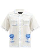Matchesfashion.com Undercover - Beret Lads Watercolour-print Cotton-poplin Shirt - Mens - White