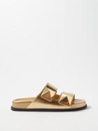 Valentino Garavani - One Stud Metallic-leather Slides - Womens - Gold