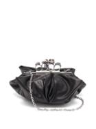 Matchesfashion.com Alexander Mcqueen - Skull Four-ring Flower Leather Clutch - Womens - Black
