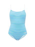 Matchesfashion.com Solid & Striped - The Nina Striped Ribbed Swimsuit - Womens - Blue White