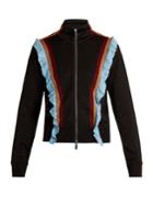 Marco De Vincenzo Ruffled Zip-through Metallic-knit Jacket