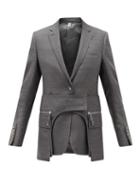 Matchesfashion.com Burberry - Single-breasted Cutout Wool-blend Jacket - Womens - Dark Grey