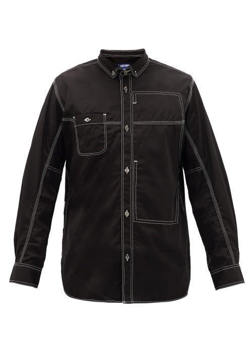 Matchesfashion.com Junya Watanabe - Contrast-stitching Cotton-poplin Shirt - Mens - Black White