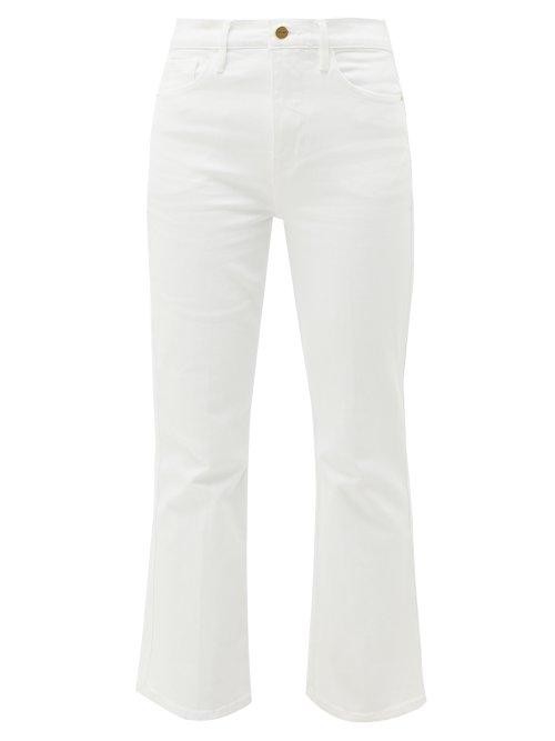 Matchesfashion.com Frame - Le Sylvie Kick Flare Cropped Jeans - Womens - White