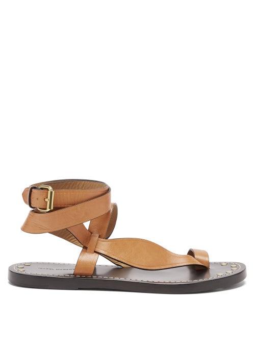 Isabel Marant - Jolda Wraparound Leather Sandals - Womens - Beige