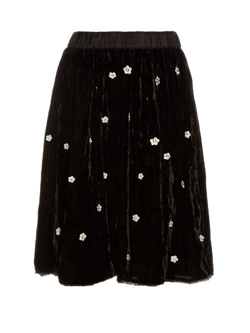 Jupe By Jackie Fintan Embroidered Silk-velvet Skirt