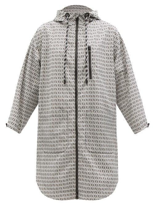 Ladies Activewear Fendi - Hooded Ff-print Shell Parka - Womens - White Black