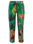 Matchesfashion.com F.r.s - For Restless Sleepers - Tartaro Palm And Monkey Print Twill Trousers - Womens - Green Multi