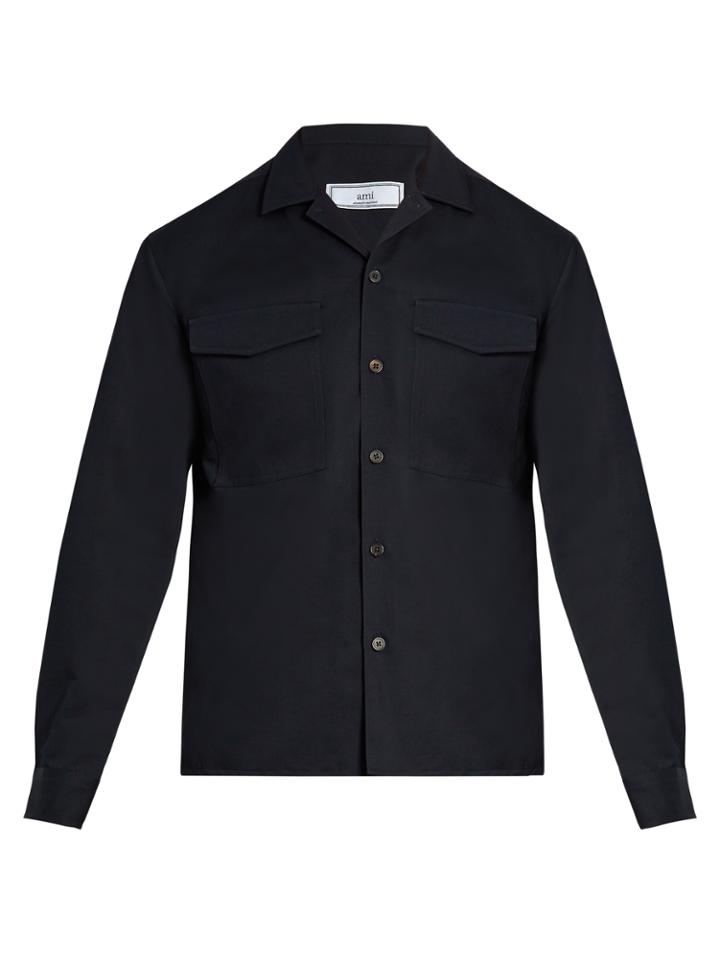 Ami Notch-lapel Cotton-blend Shirt