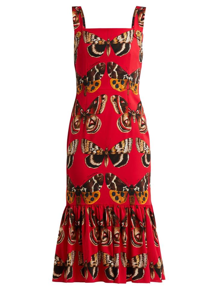 Dolce & Gabbana Butterfly-print Silk-blend Midi Dress