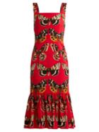 Dolce & Gabbana Butterfly-print Silk-blend Midi Dress