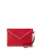 Valentino Garavani - Rockstud Leather Envelope Pouch - Womens - Red