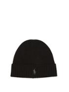 Matchesfashion.com Polo Ralph Lauren - Logo Embroidered Fine Knit Merino Wool Beanie - Mens - Black