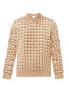 Matchesfashion.com Bottega Veneta - Open Mesh Wool-blend Sweater - Mens - Beige