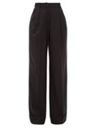 Matchesfashion.com Dolce & Gabbana - High Rise Wool Blend Wide Leg Trousers - Womens - Black