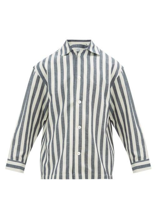 Matchesfashion.com E. Tautz - Striped Cotton-blend Pyjama Shirt - Mens - Blue White