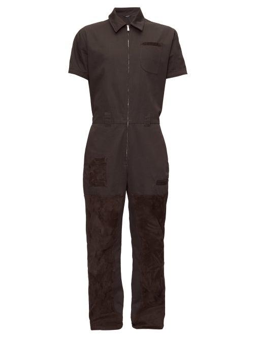 Matchesfashion.com Fendi - Suede-patch Canvas Overalls - Mens - Black